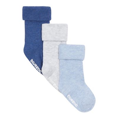 Pack of three baby boys' blue, navy and grey socks
